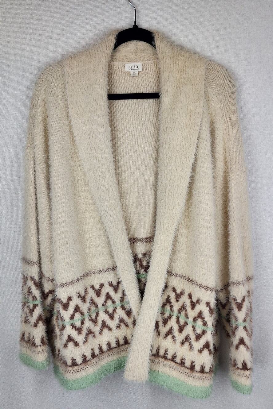 Ana Cardigan Womens 2x Eyelash Fuzzy Plush boho Aztec cabincore cozycore comfy